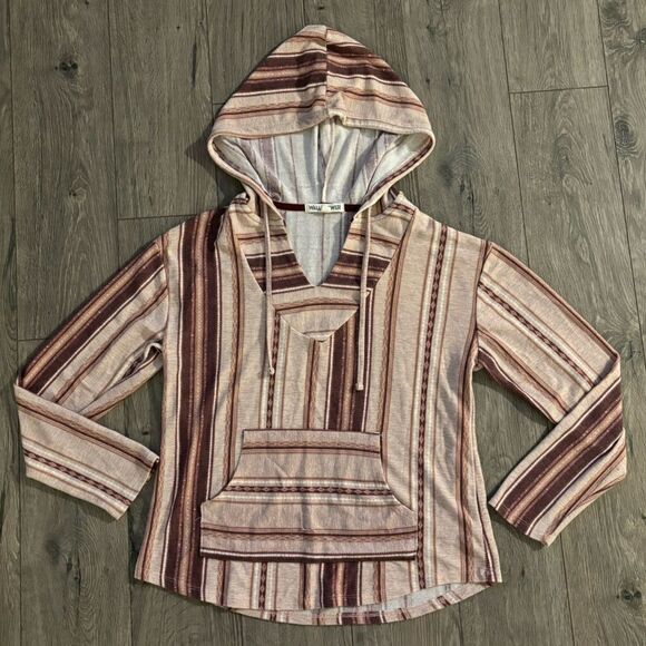 Wallflower Juniors Oversized Baja Hooded‎ Sweatshirt Large - Picture 1 of 4